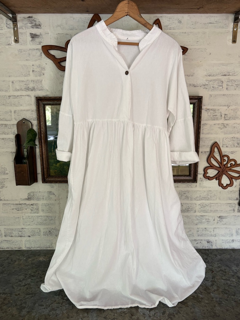 White 100% cotton Button Front Dress